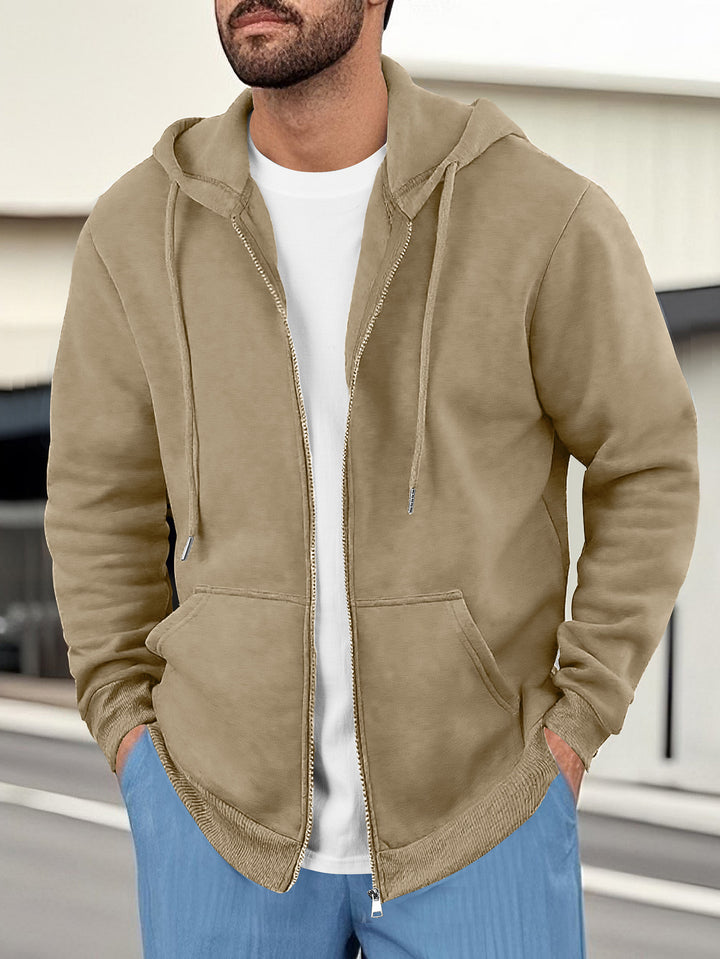 Herren lässige Kapuzenjacke mit atmungsaktivem Sweatstoff und praktischen Taschen Drune