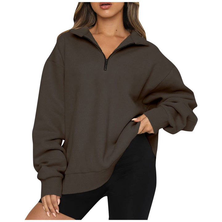 Damen Sportlicher Sweater mit Halbreißverschluss und oversized Passform Drune