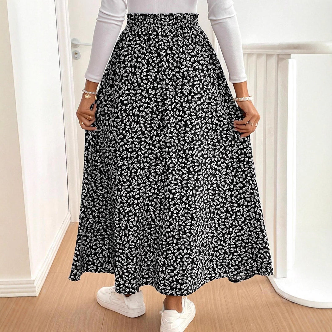 Damen Maxirock mit floralem Muster und seitlichem Schlitz Drune