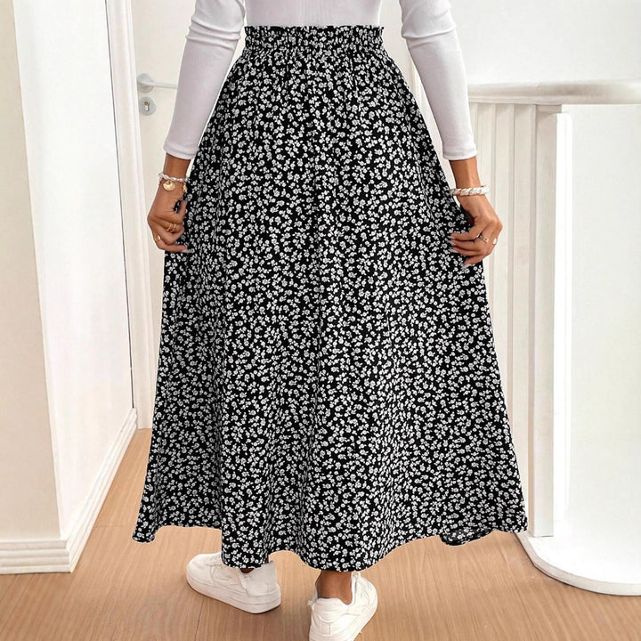 Damen Maxirock mit floralem Muster und seitlichem Schlitz Drune