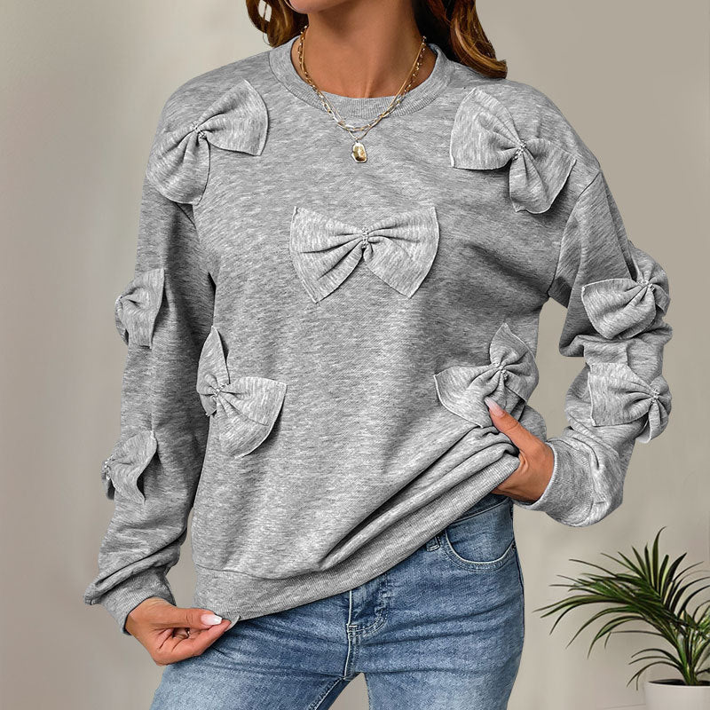 Damen Sweatshirt mit verspielten Schleifendetails und lässigem Schnitt Drune