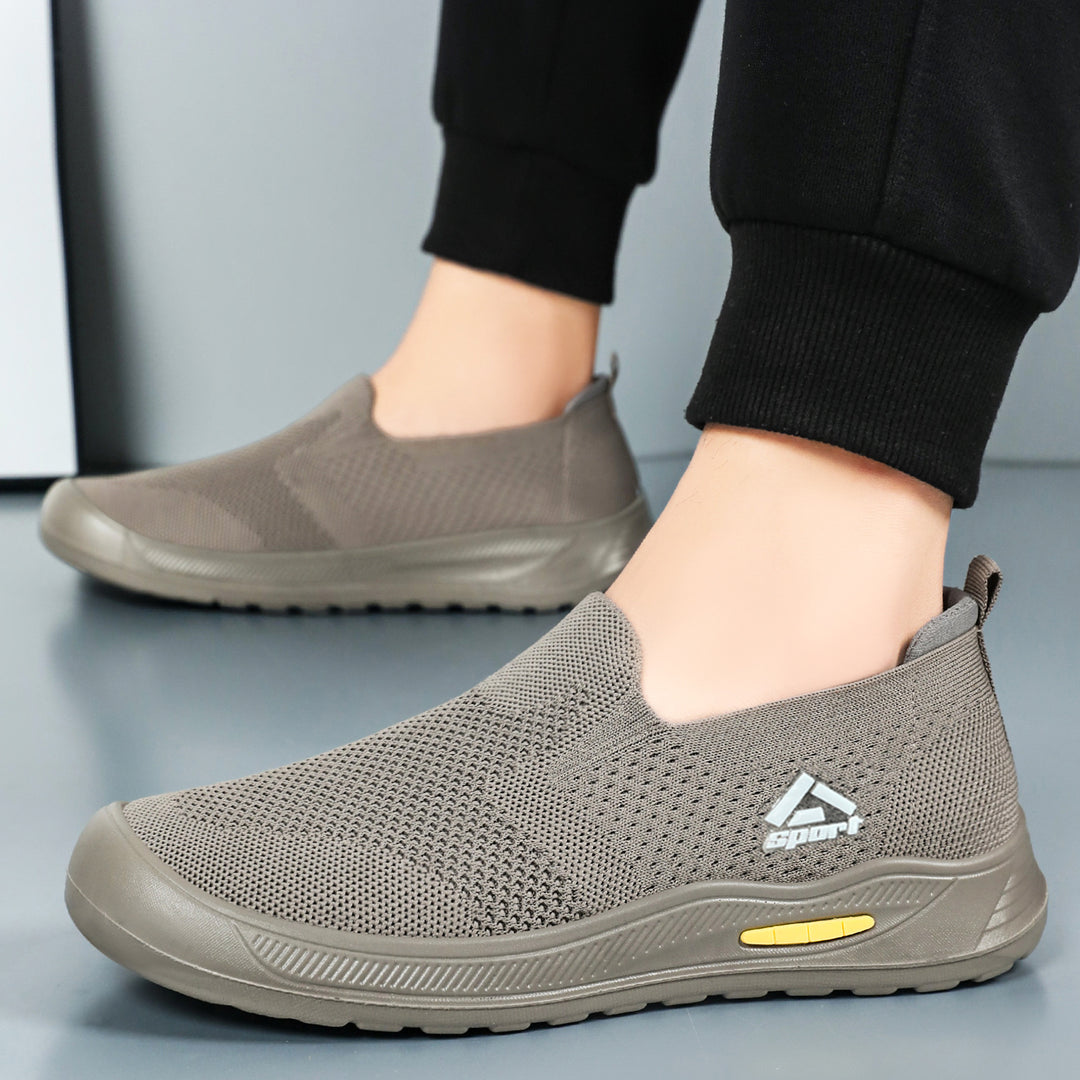 Herren nan atmungsaktiver Slip-On Arbeitsschuh mit nahtlosem Strickoberteil, stoßdämpfender EVA-Zwischensohle und rutschfester Gummilaufsohle Drune