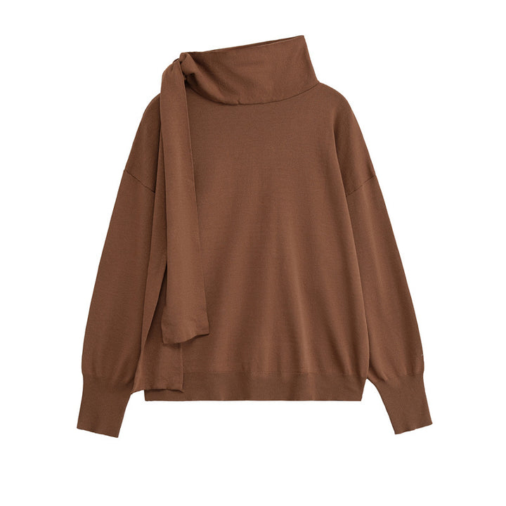 Damen modischer Pullover mit asymmetrischem Kragen Drune