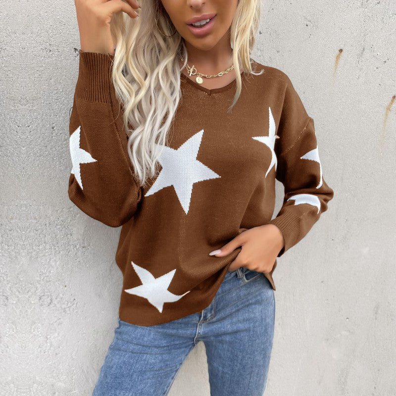 Damen Strickpullover mit Sternenmotiv und lässigem Schnitt Drune