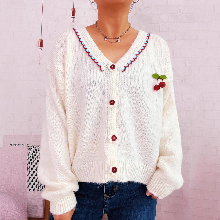 Damen verspielte Strickjacke mit buntem Knopfdesign und hohem Komfort Drune
