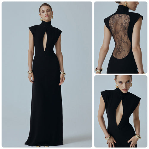 Damen Elegantes Minikleid mit Spitzenbesatz und glamourösen Ärmeln Drune
