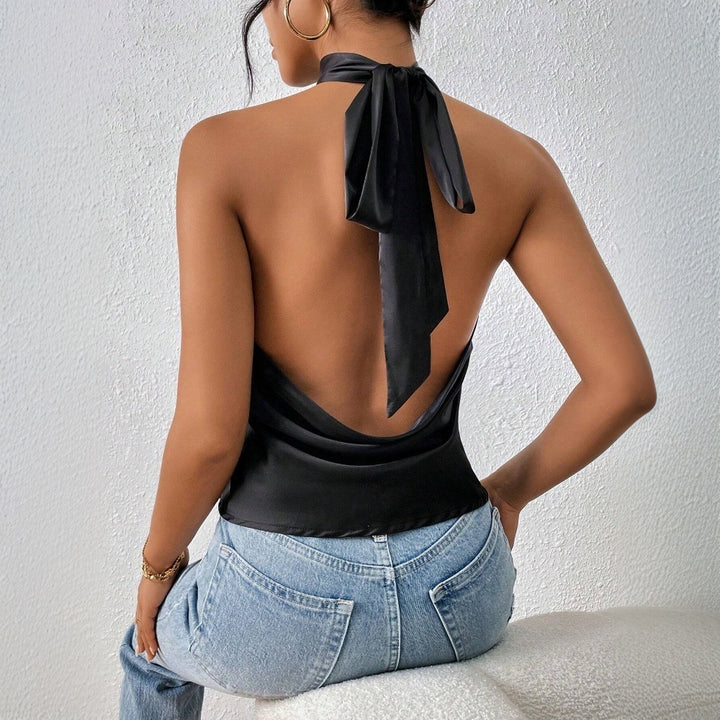 Damen elegantes Haltertop mit seidigem Finish Drune