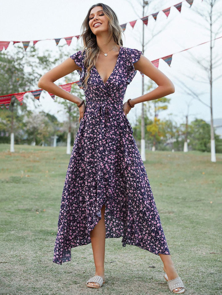 Drune | Slim Fit Unregelmäßiger Saum Maxi Kleid