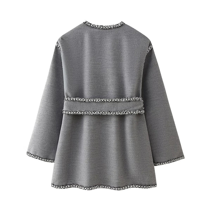 Damen lässiger Cardigan mit praktischen Taschen und eleganter Schnürung Drune