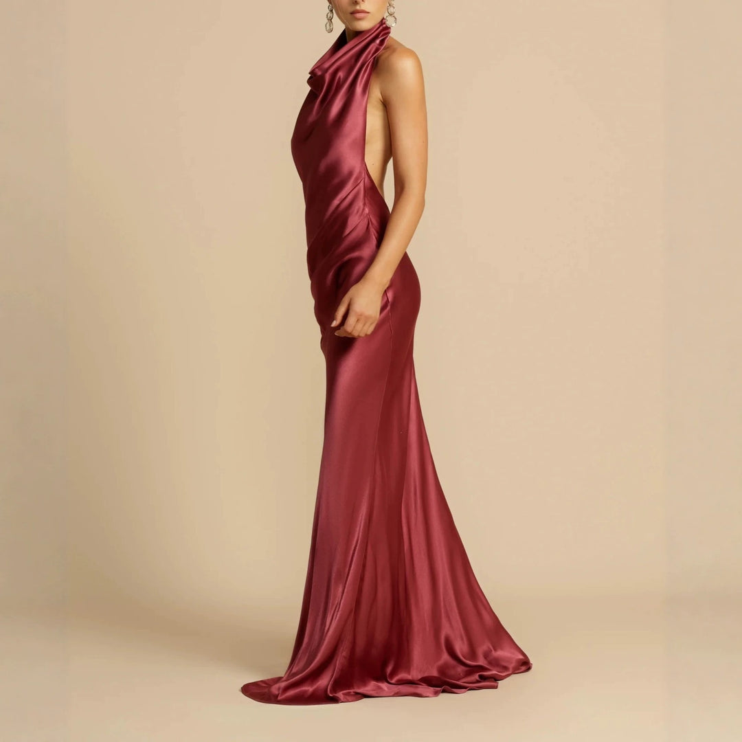 Damen Elegantes Longdress mit schimmerndem Halsbereich Drune