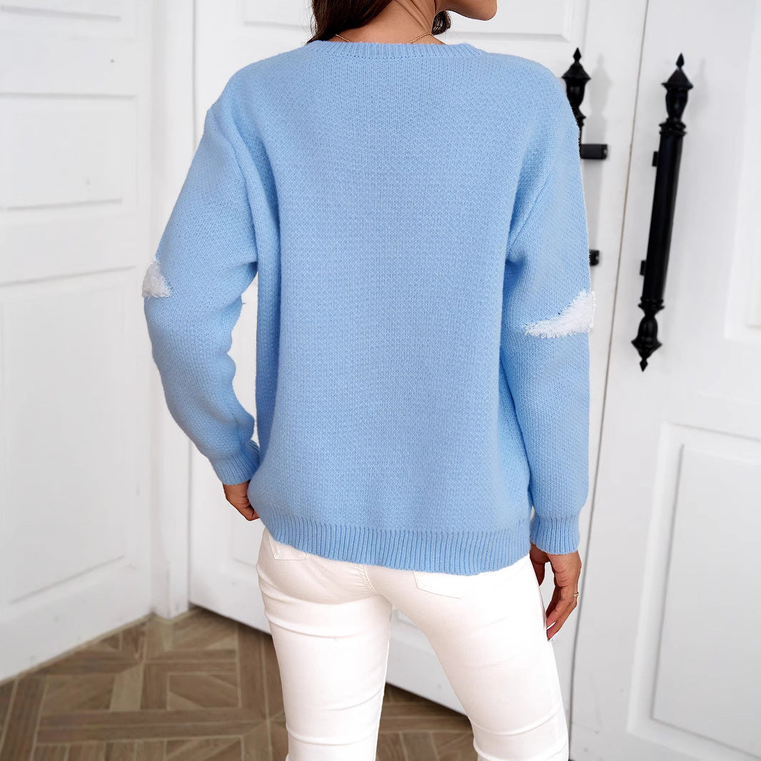 Damen Kuscheliger Pullover mit Wolkenmuster Drune