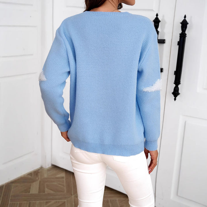 Damen Kuscheliger Pullover mit Wolkenmuster Drune