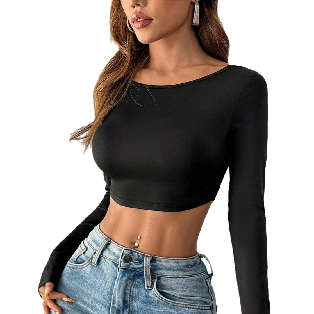 Damen cropped Langarmshirt im minimalistischen Design Drune