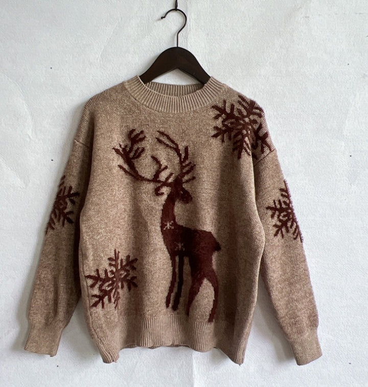Damen Weihnachts-Pullover mit festlichem Rentiermotiv und angenehmem Schnitt Drune