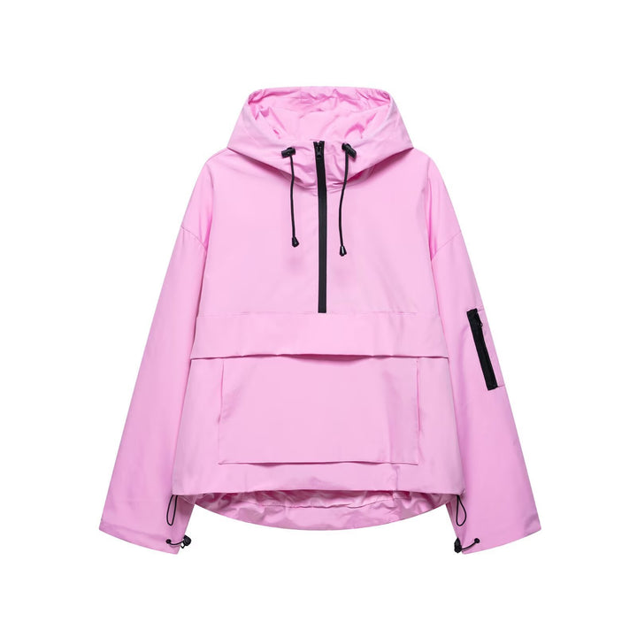 Femme Leichte Kapuzen-Utility-Jacke mit verstellbaren Kordeln Drune