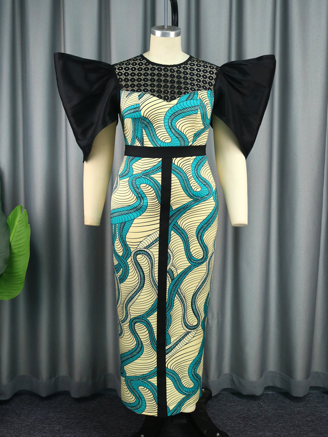 Damen Elegant designendes Maxikleid mit auffälligen Puffärmeln Drune