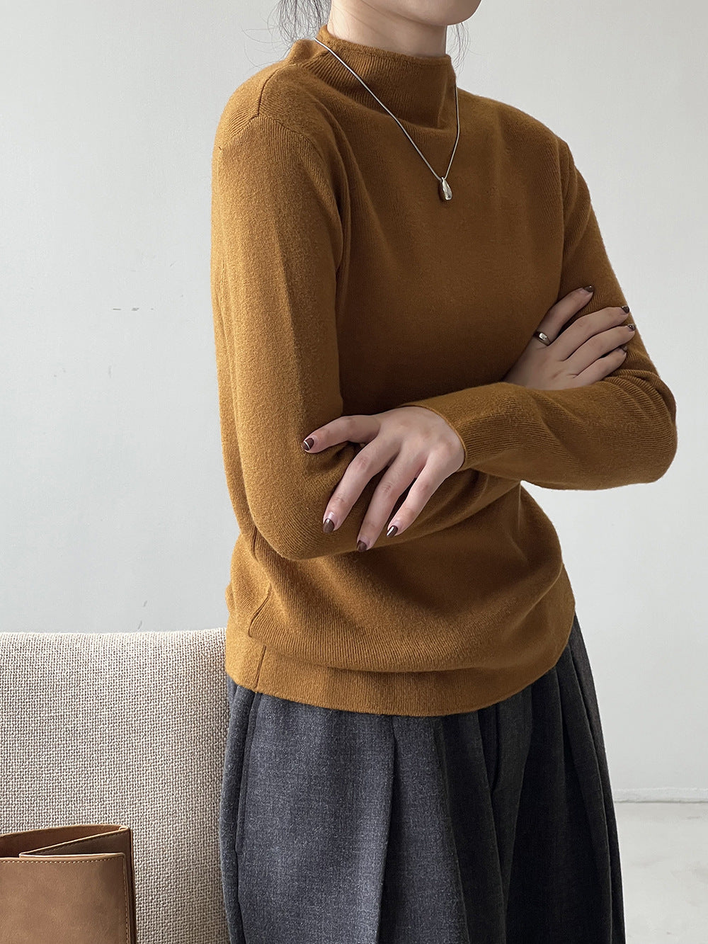 Drune Halbturtleneck gebürsteter Soft-Touch-Pullover