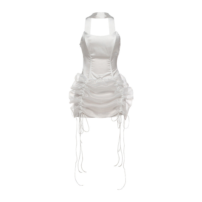 Damen Minikleid mit gerafftem Design und tiefem Ausschnitt Drune