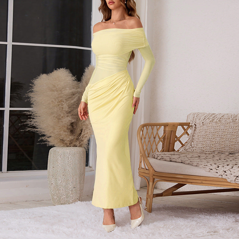 Damen Off-Shoulder Wickelkleid mit Rüschendetails Drune