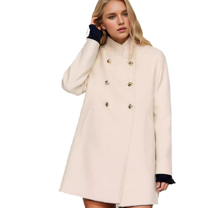 Damen eleganter Mantel mit doppelter Knopfleiste Drune