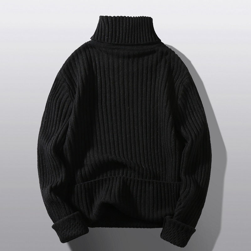 Herren nan strukturierter Rollkragenpullover mit diagonaler Rippstruktur und schlanker Passform Drune