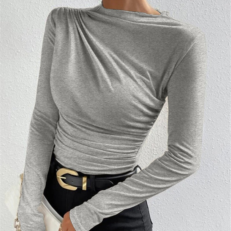 Damen Langarmshirt mit raffiniertem Drapierungsdesign Drune