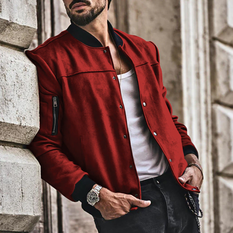 Herren sportliche Collegejacke mit seitlichen Reißverschlusstaschen Drune