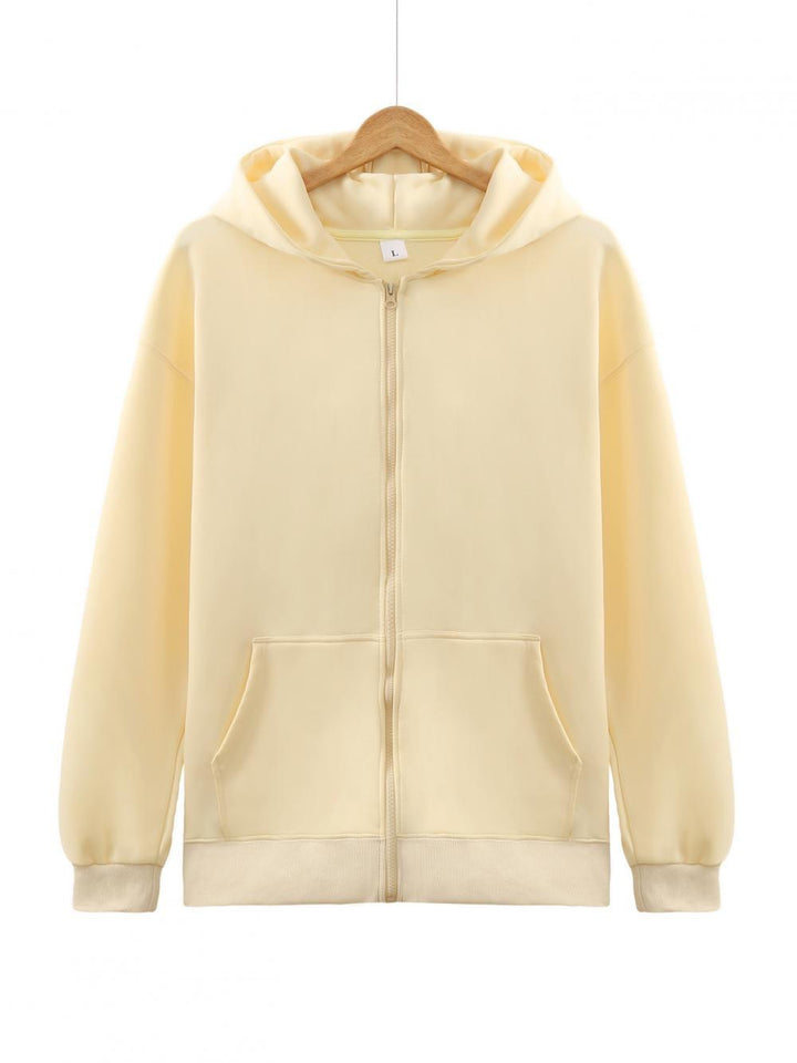 Unisex nan leichter Reißverschluss-Hoodie mit innen angerautem French-Terry, flachen Nähten und Kängurutaschen Drune
