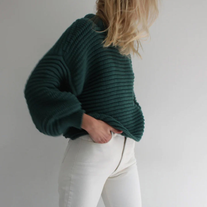 Damen modischer, oversized Pullover mit hohem Kragen Drune