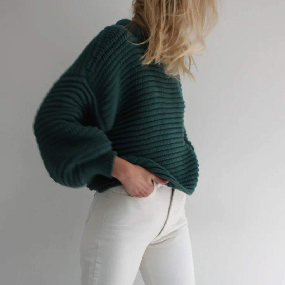 Damen modischer Oversized Pullover mit Struktur Drune