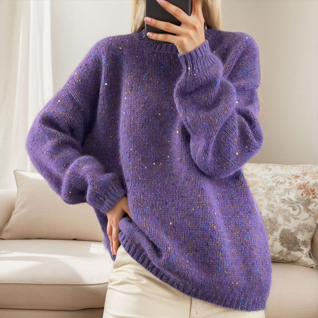 Damen Kuscheliger Strickpullover mit funkelnden Akzenten und lässigem Schnitt Drune
