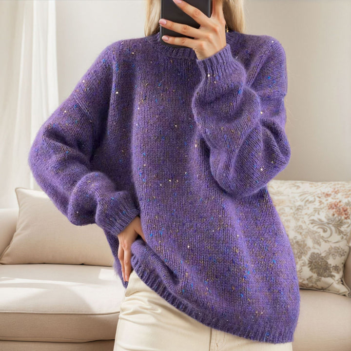 Damen Kuscheliger Strickpullover mit funkelnden Akzenten und lässigem Schnitt Drune