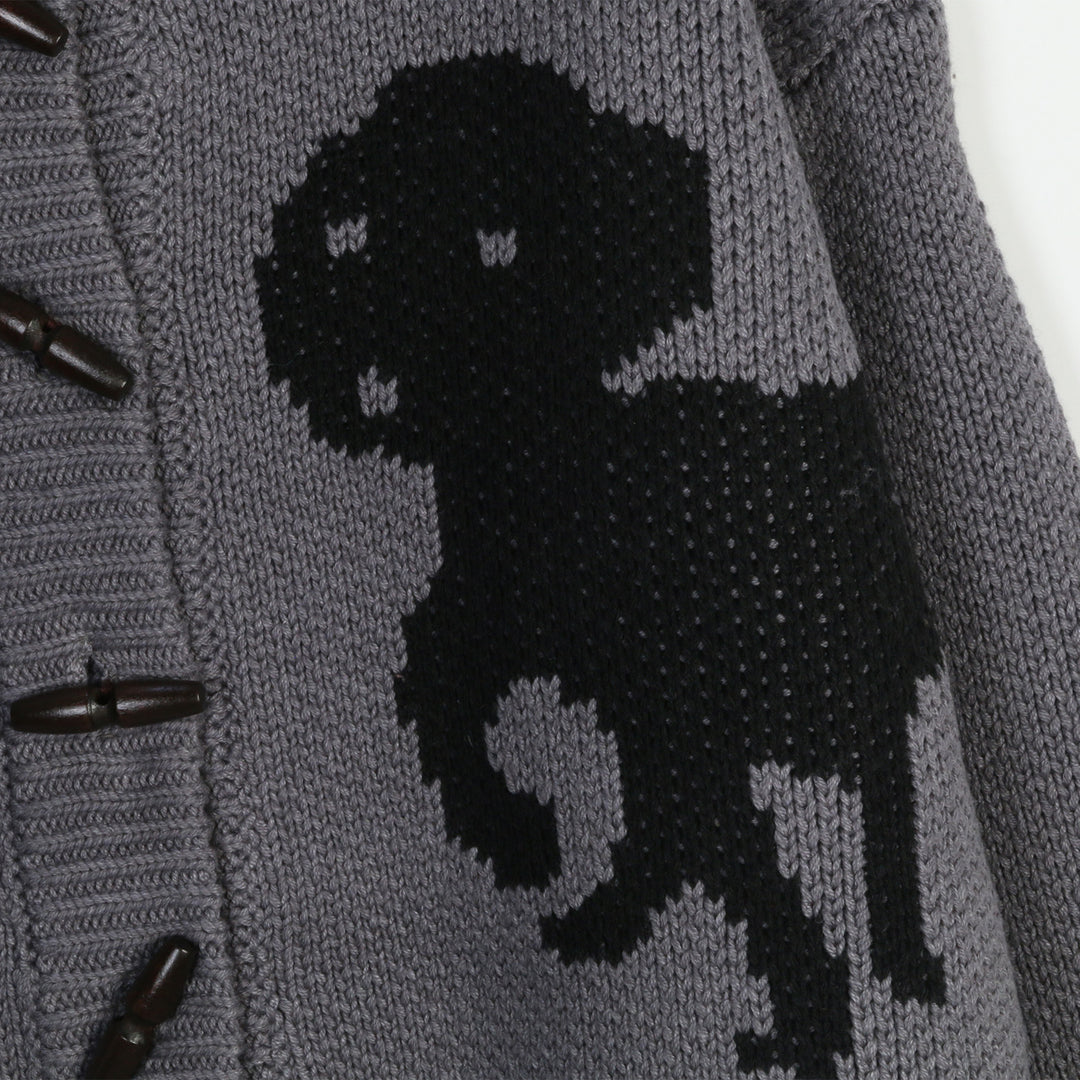 Damen Strickjacke mit verspielten Tiermotiven und Knopfdetaillierung Drune
