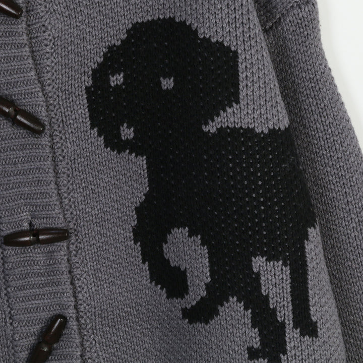 Damen Strickjacke mit verspielten Tiermotiven und Knopfdetaillierung Drune