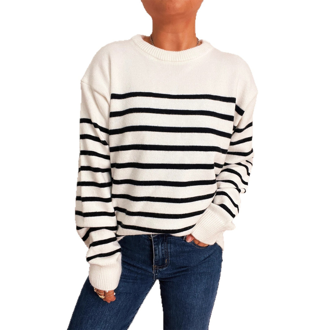 Damen lässiger gestreifter Pullover mit modernem Schnitt Drune