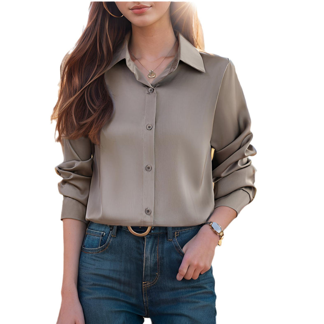 Damen Elegante und leichte Bluse mit komfortablem Schnitt und feinem Glanz Drune