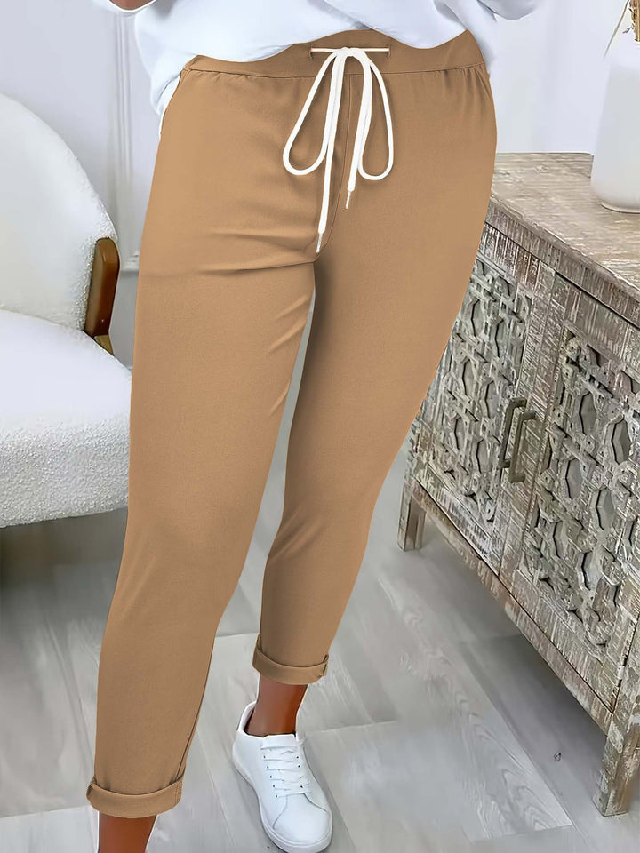 Damen nan taillierte Freizeithose mit Kordelzug und Umschlagbündchen Drune