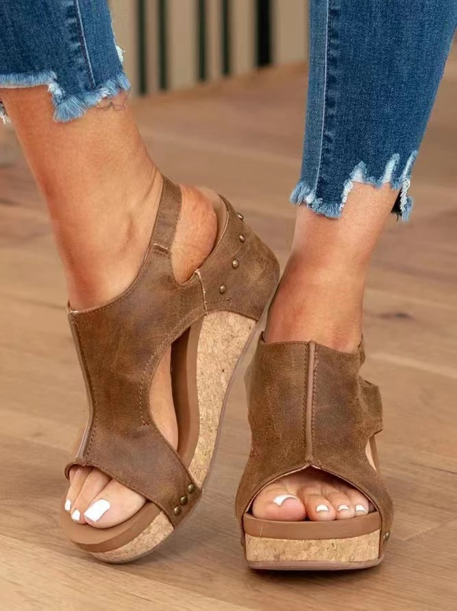 Damen Bequeme Keilabsatz-Sandalen mit anatomischem Fußbett Drune