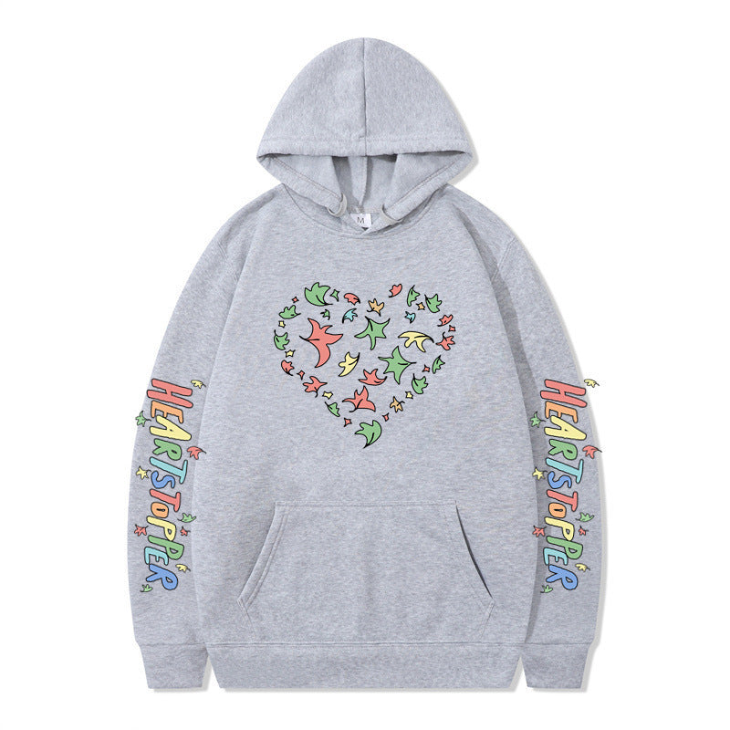 Damen Kapuzenpullover mit kreativem Herz- und Blattmotiv Drune