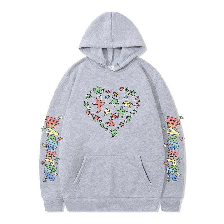 Damen Kapuzenpullover mit kreativem Herz- und Blattmotiv Drune