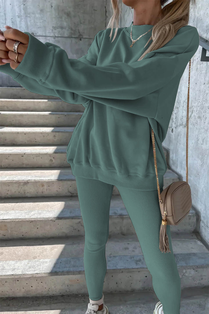 Damen Sportlicher Freizeitanzug mit oversized Sweatshirt und enganliegenden Leggings Drune