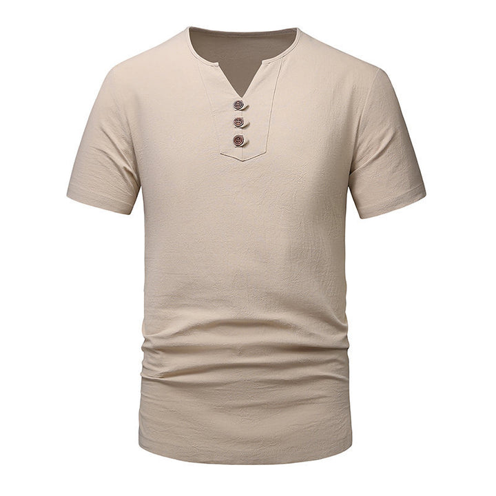 Herren Klassisches Lässiges Henley T-Shirt Drune