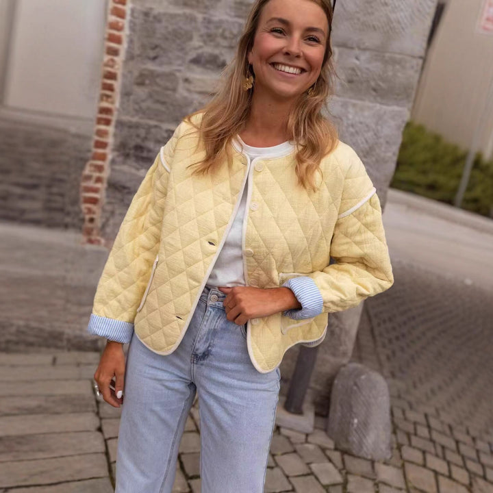 Damen gesteppte Übergangsjacke mit rundem Kragen und praktischen Taschen Drune
