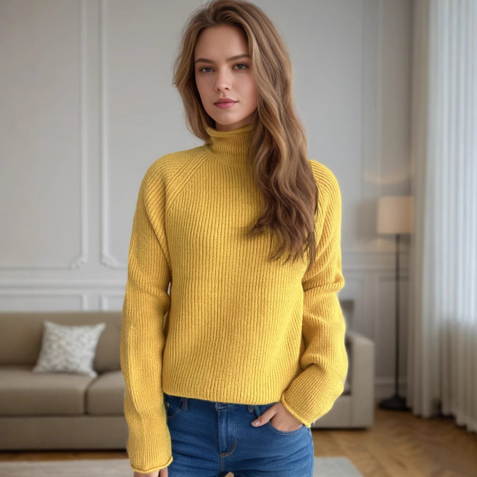 Damen gemütlicher Rollkragenpullover aus weichem Grobstrick Drune