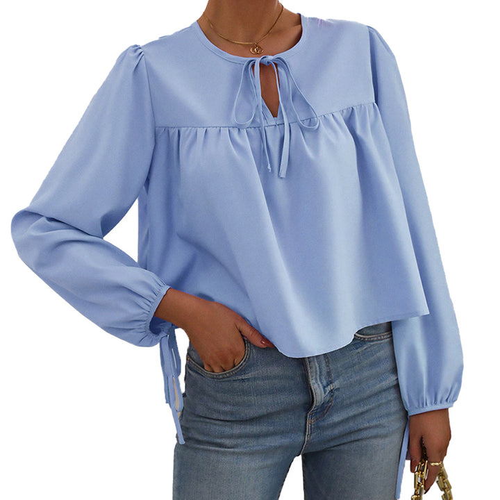 Damen Bluse mit dekorativem Bindeband und lässigem Schnitt Drune