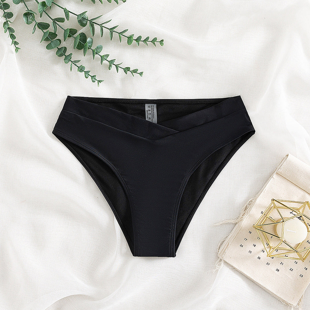 Damen Hoch taillierter Bikini-Slip mit modischem Wickelschnitt Drune