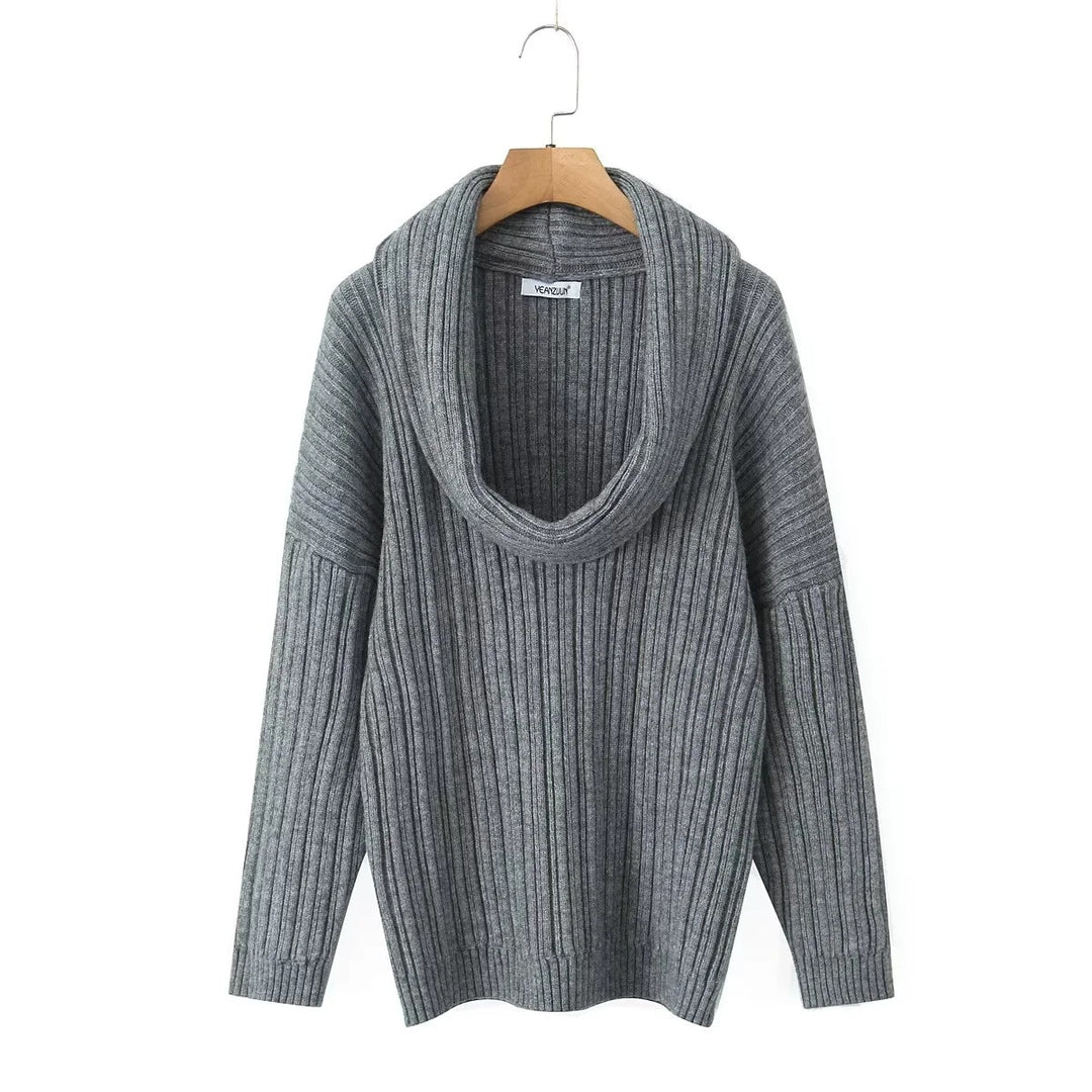 Damen Pullover mit weitem Rollkragen und strukturiertem Rippdesign Drune