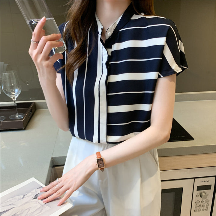 Damen Bluse mit elegantem Streifenmuster und lässigem Schnitt Drune
