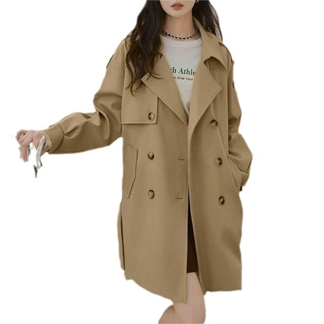 Damen lässiger Trenchcoat mit Gürtel und klassischen Knopfdetails Drune
