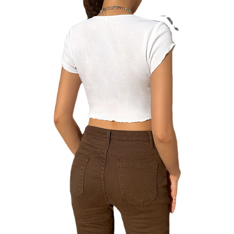 Damen Cropped Top mit kreativem Schmetterlingsdesign Drune
